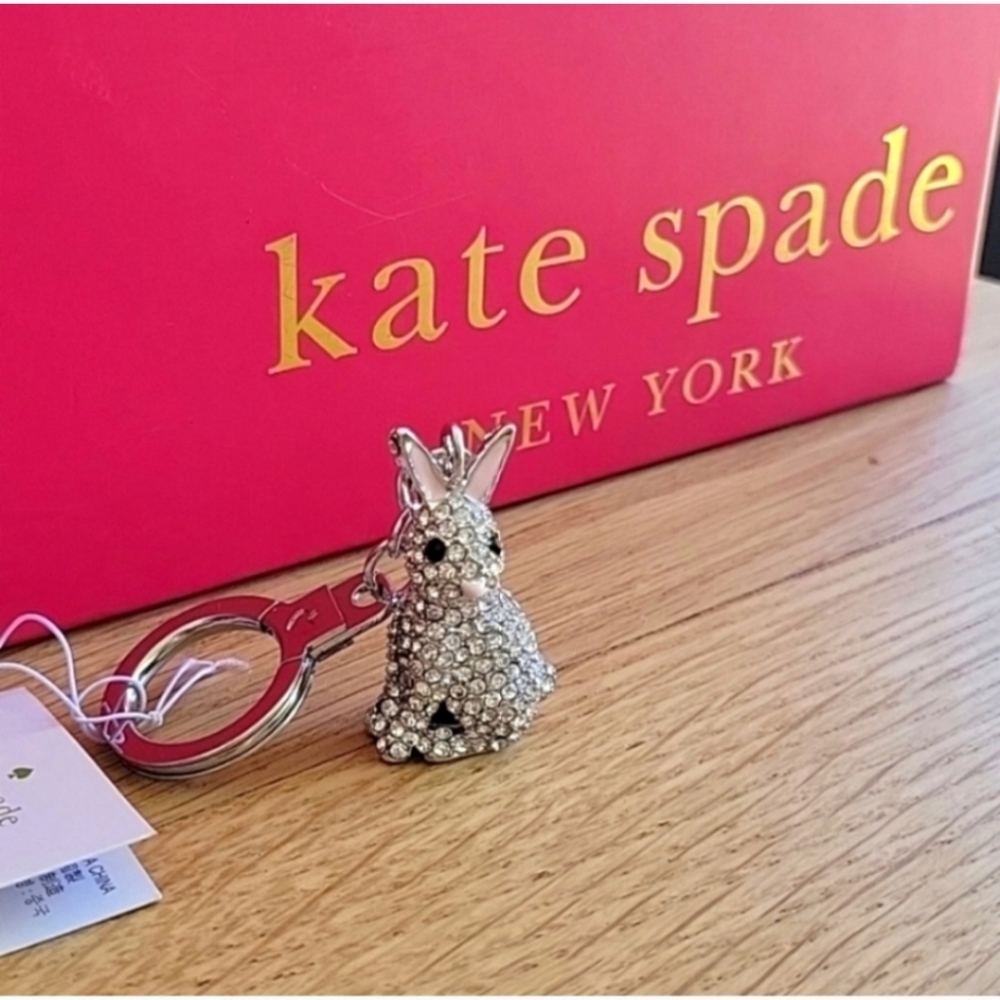 Kate Spade NWT Crystal Pave Bunny Rabbit Keychain - Picture 5 of 8
